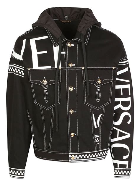 versace black and white jacket|versace denim jacket women's.